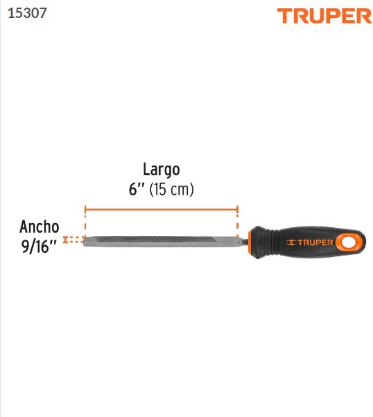 Lima triángulo pesado 6", 32dpp con mango doble inyección