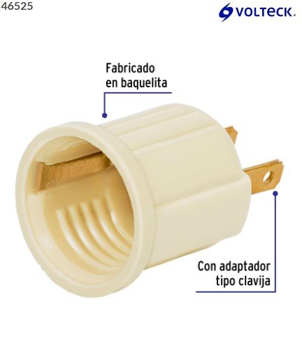 Portalámpara de baquelita, con adaptador, marfil, Volteck
