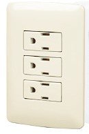 Placas con 3 contactos 2 polos + tierra, línea italiana armada