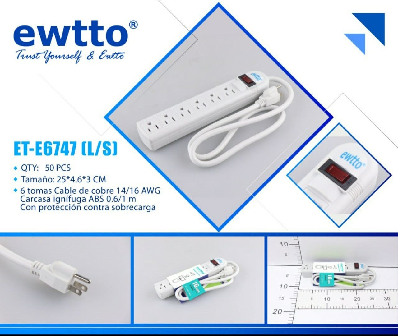 Regleta multiple x6 tomas Ewtto