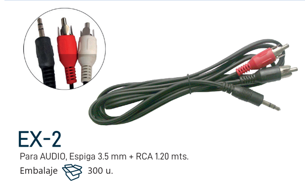 Extnsion Para AUDIO, Espiga 3.5 mm + RCA 1.20 mts